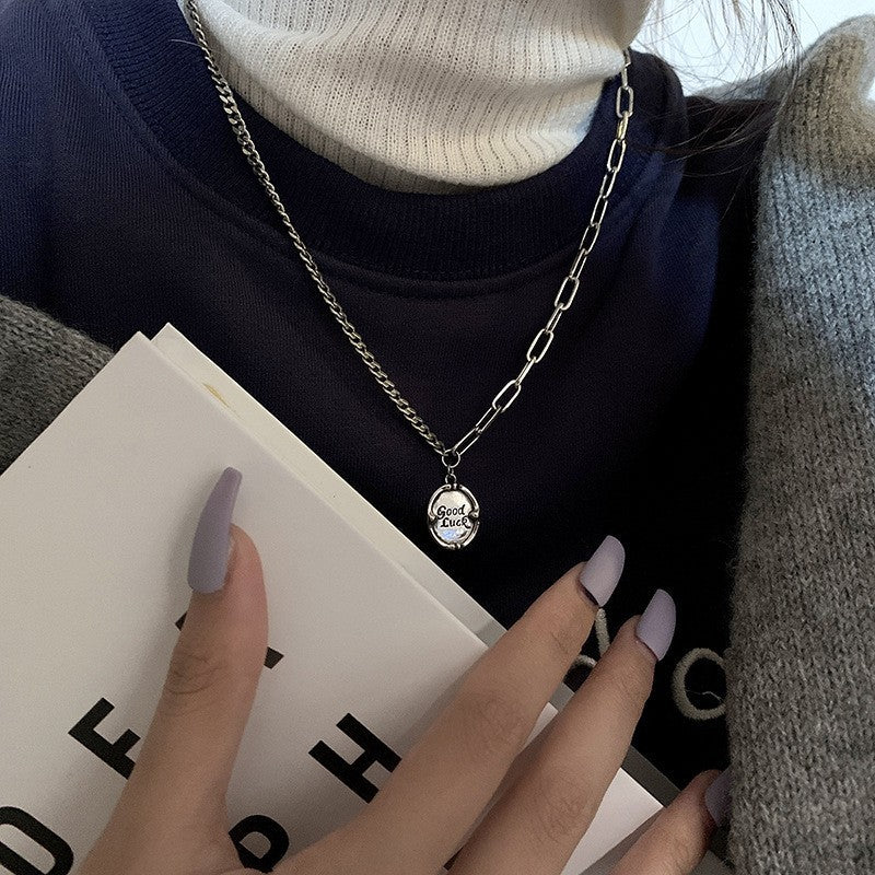 Wholesale 925 sterling silver necklace elephant hip hop lucky bean retro sweater clavicle chain